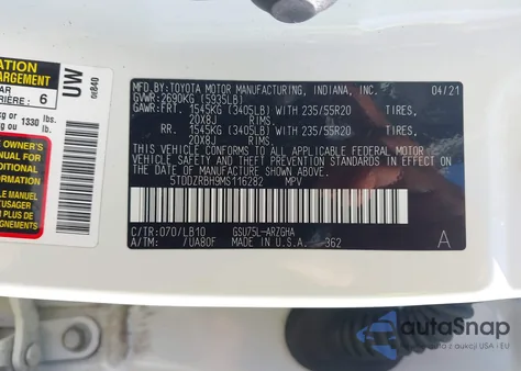 2021 Toyota Highlander Limited from USA, damaged, VIN 5TDDZRBH9MS116282